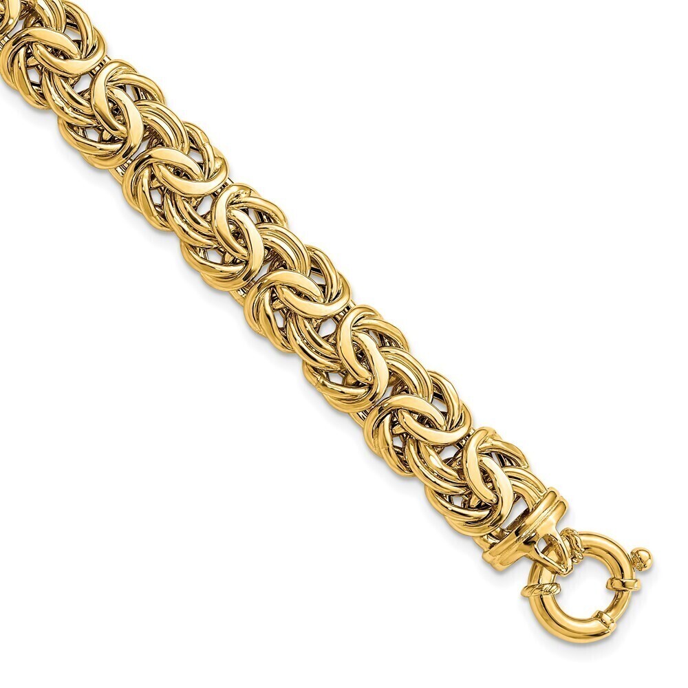 Kazi Luxury 14k Fancy 11mm Flat Byzantine Bracelet